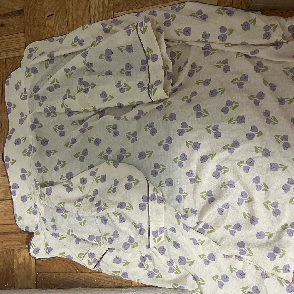 Floral Print Shirt with Purple and Green Accents